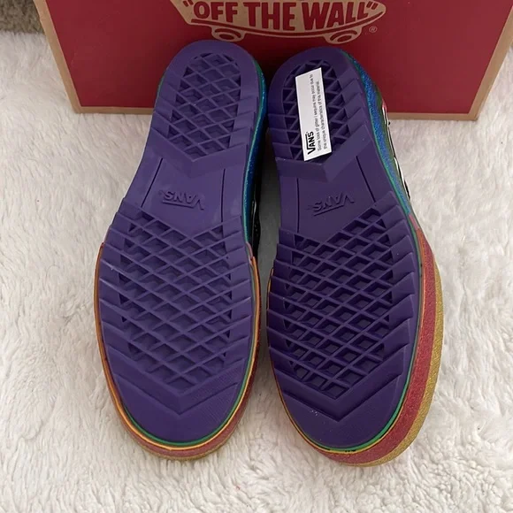 Platform Rainbow Glitter Vans Slip-on. Rare! - Picture 4 of 7